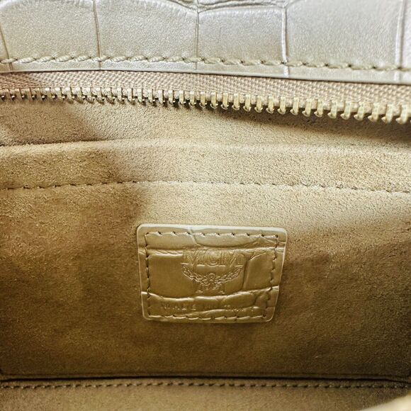 MCM Travia Shoulder Bag Gold Croco Embossed with 24K Gold Plated Logo NWT - Picture 13 of 13